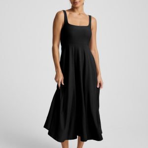 Featherweight At The Ready Square Neck Midi Dress