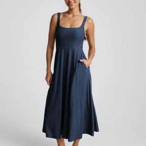Featherweight At The Ready Square Neck Midi Dress