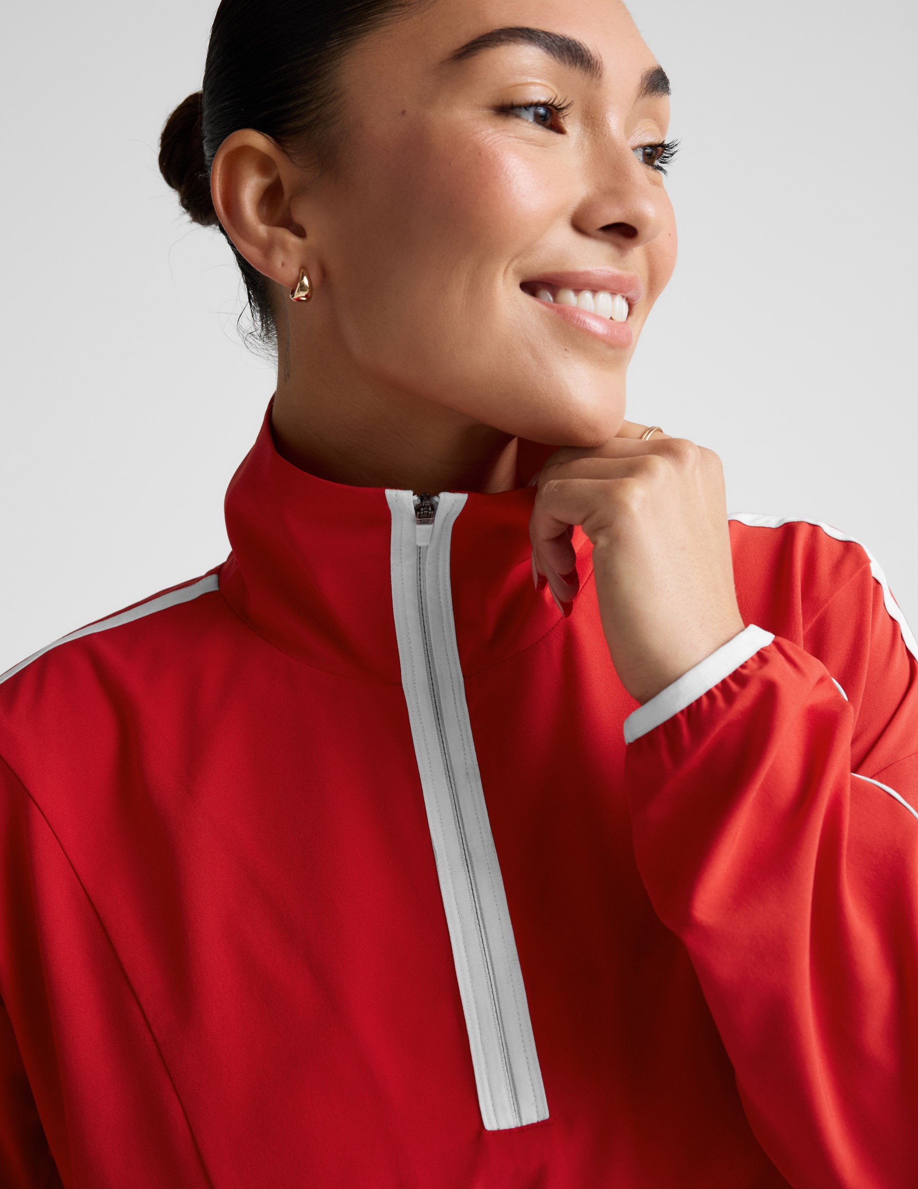 Stretch Woven Course Contrast Half Zip Pullover - Image 7
