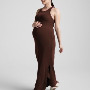 Ribbed High Neck Maxi Dress