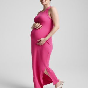 Ribbed High Neck Maxi Dress