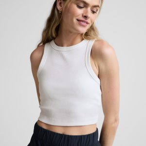 On Repeat Rib High Neck Cropped Tank
